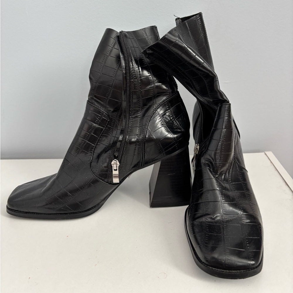 Princess Polly Crocodile Ankle Booties